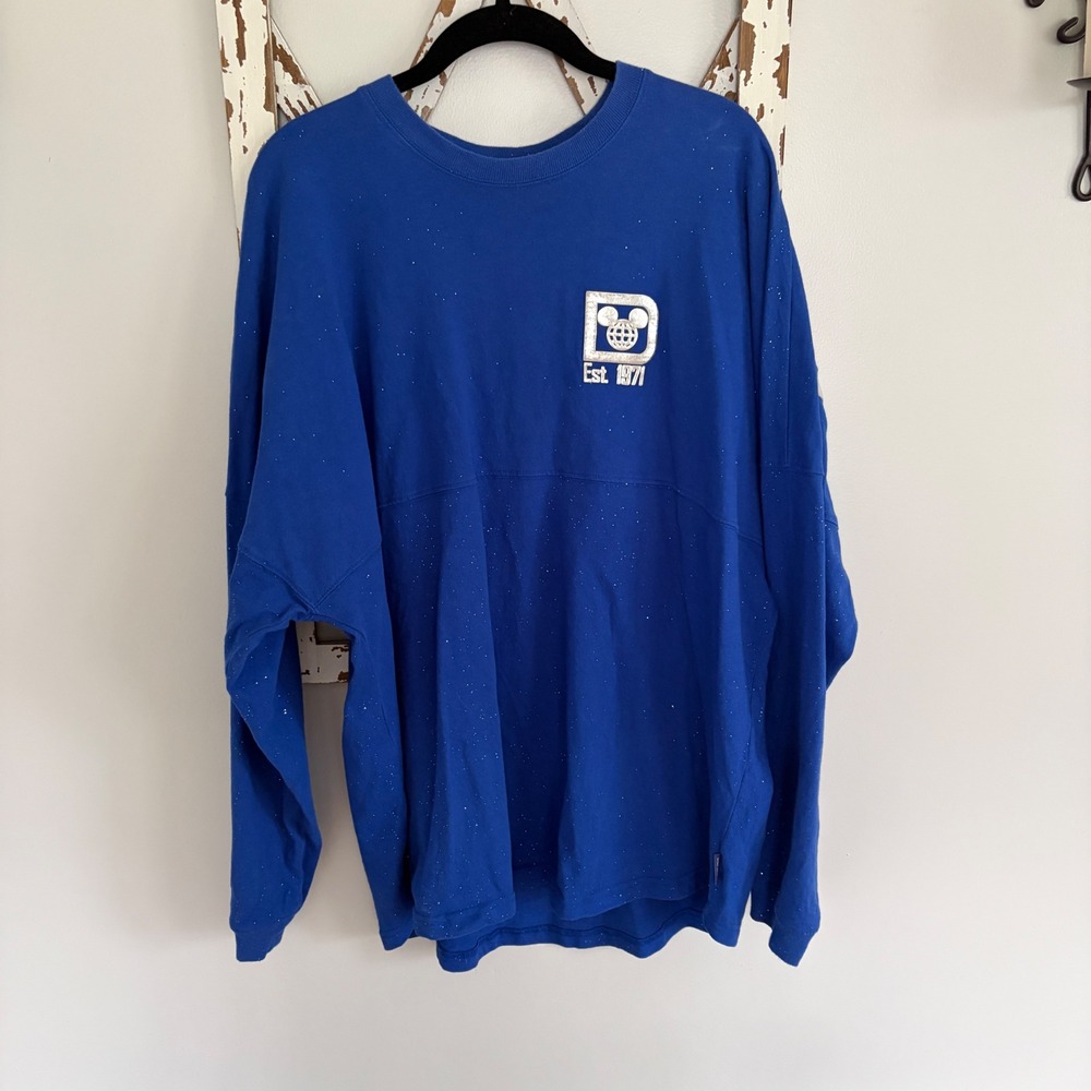 Walt Disney World Blue Sparkle Glitter‎ Spirit Jersey Size XL